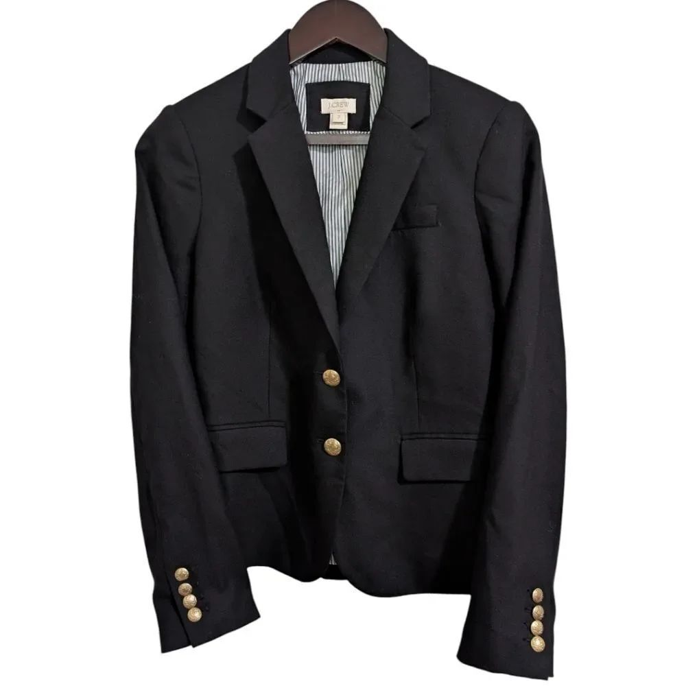 J.Crew Schoolboy Blazer in Black - Gold Crest Buttons - Size 2
